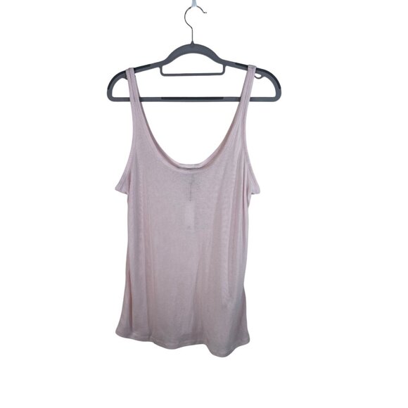 Banana Republic Womens Ribbed Tank Tops L Pink & White Cotton Blend Lightweight - Picture 3 of 8